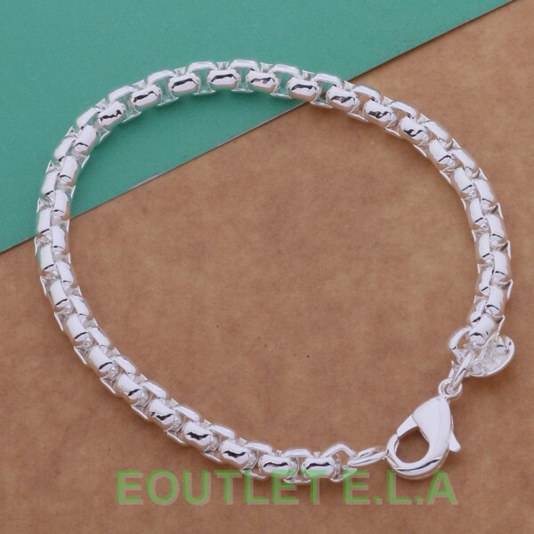 5mm ROUND BOX LINKS SILVER BRACELET-20.5cm